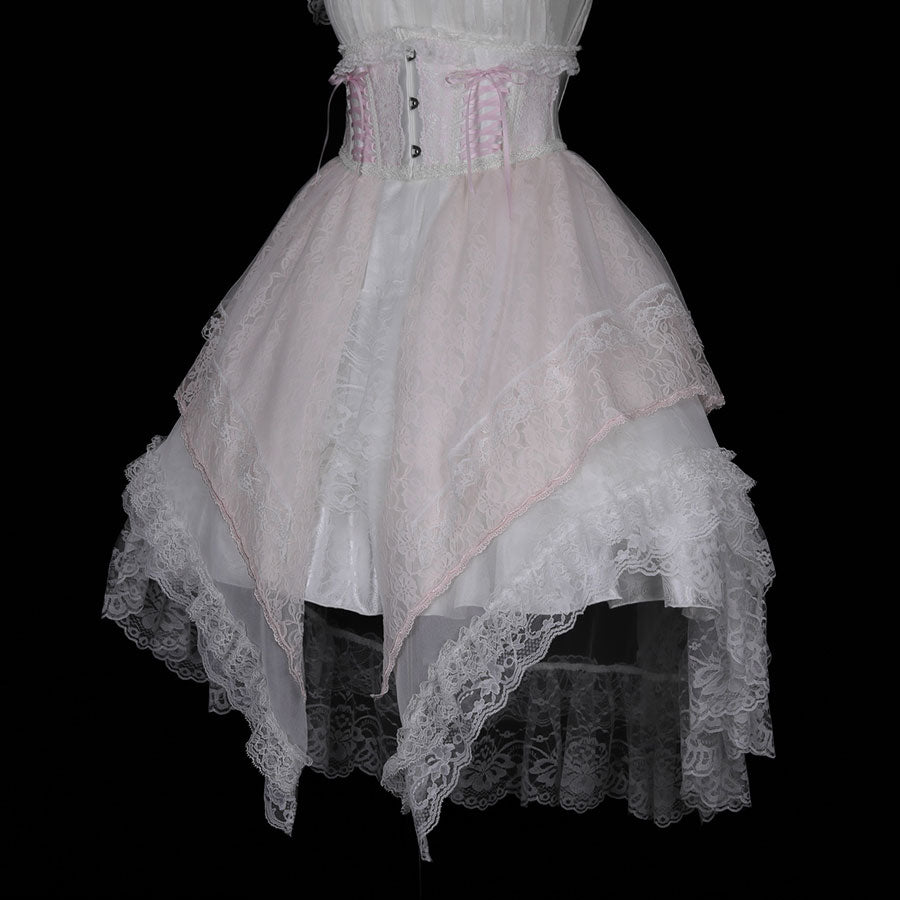 TIERED LACE TAIL VERY SHORT CORSET (PINK)