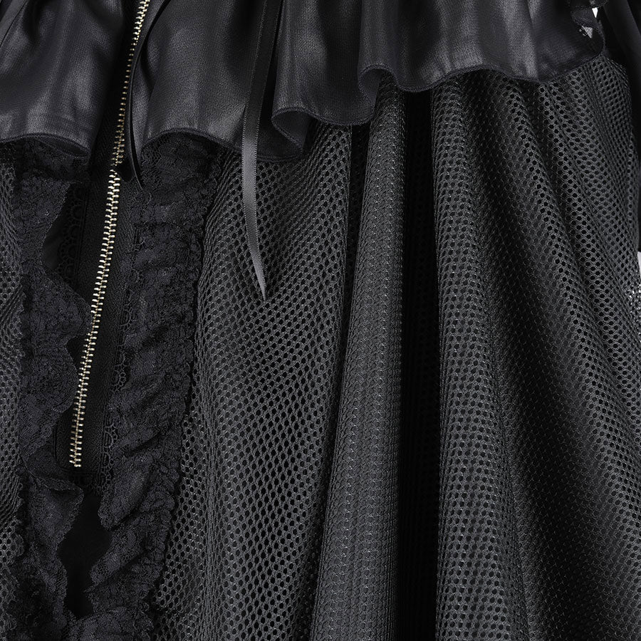 H&A DOUBLE NECK LACE UP MINI TUNIC DRESS(BLACK)