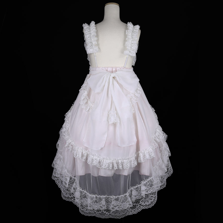 GOTHIC TULLE FISHTAIL DRESS (WHITE x PINK)