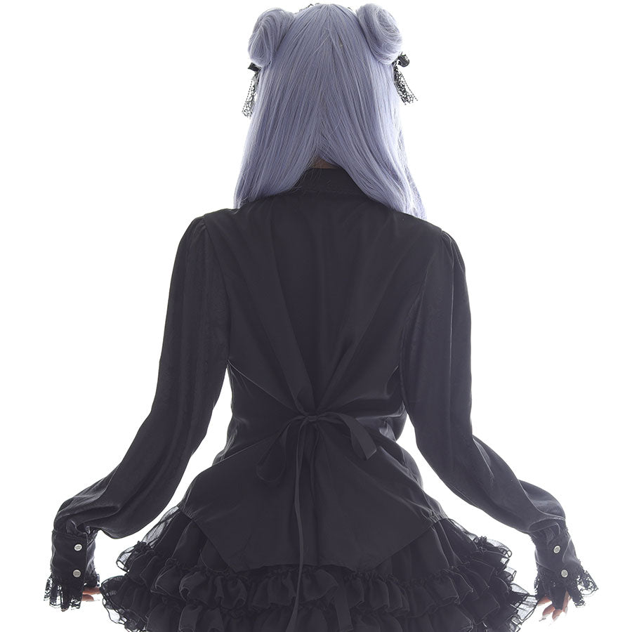 MINI NECK-TIE BLOUSE (BLACK)  L