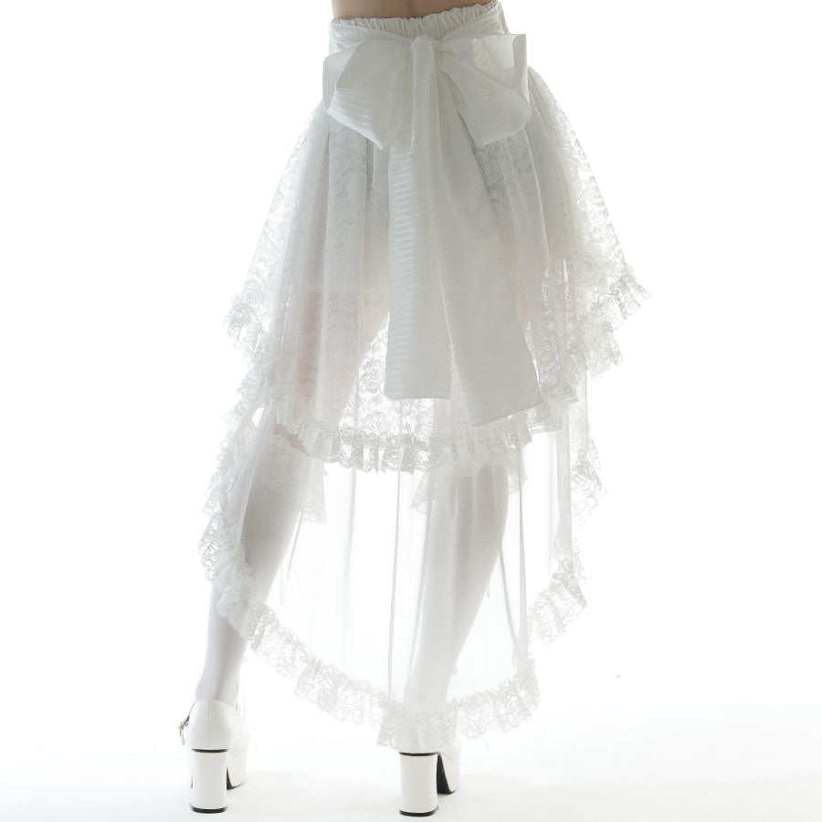 CROSS JEWEL LACE UP VEIL PANTS (WHITE)