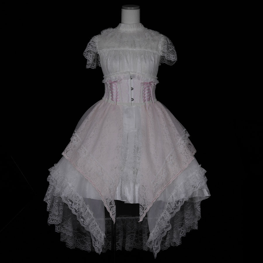 TIERED LACE TAIL VERY SHORT CORSET (PINK)