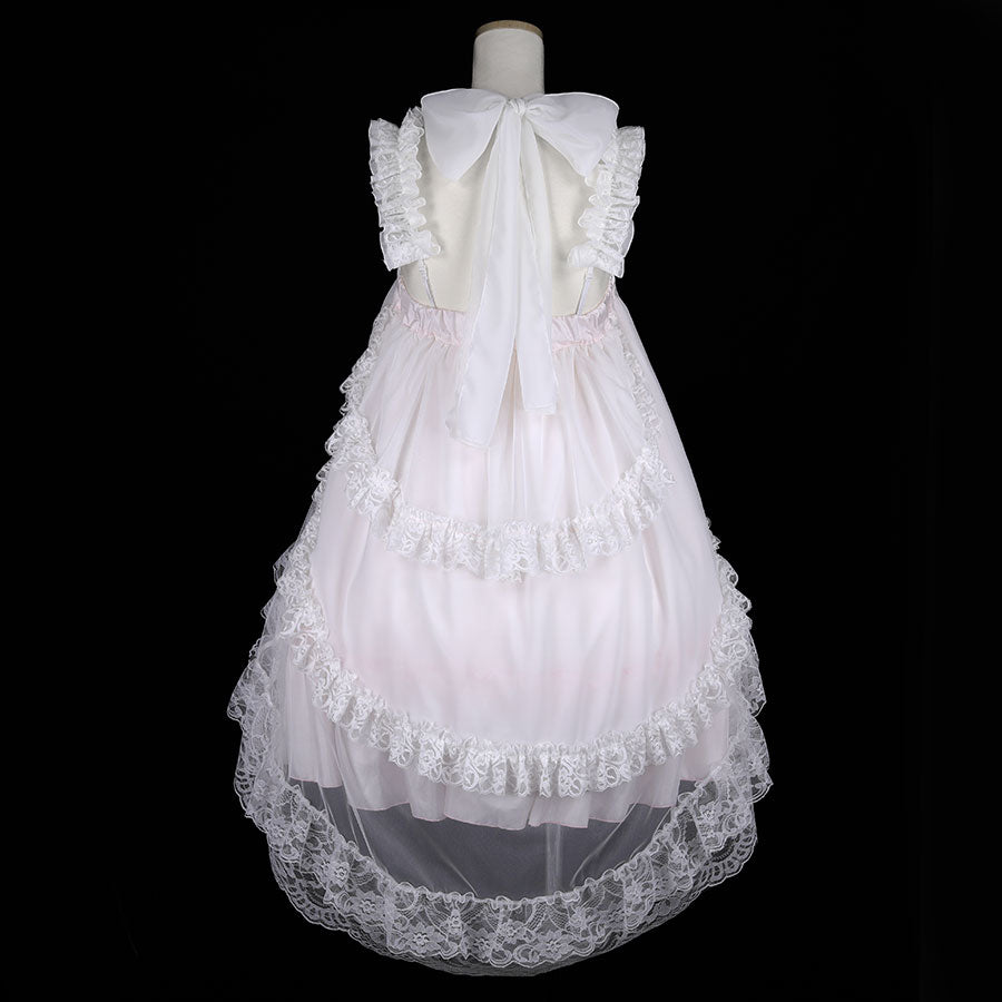 GOTHIC TULLE FISHTAIL DRESS (WHITE x PINK)