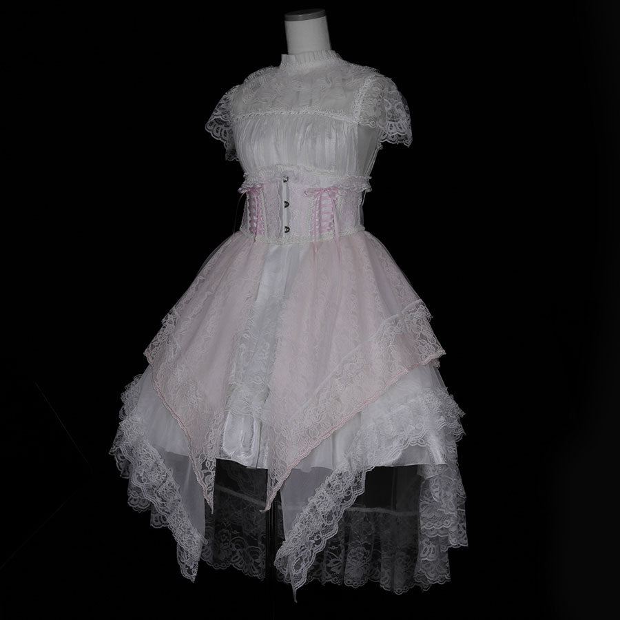 TIERED LACE TAIL VERY SHORT CORSET (PINK)