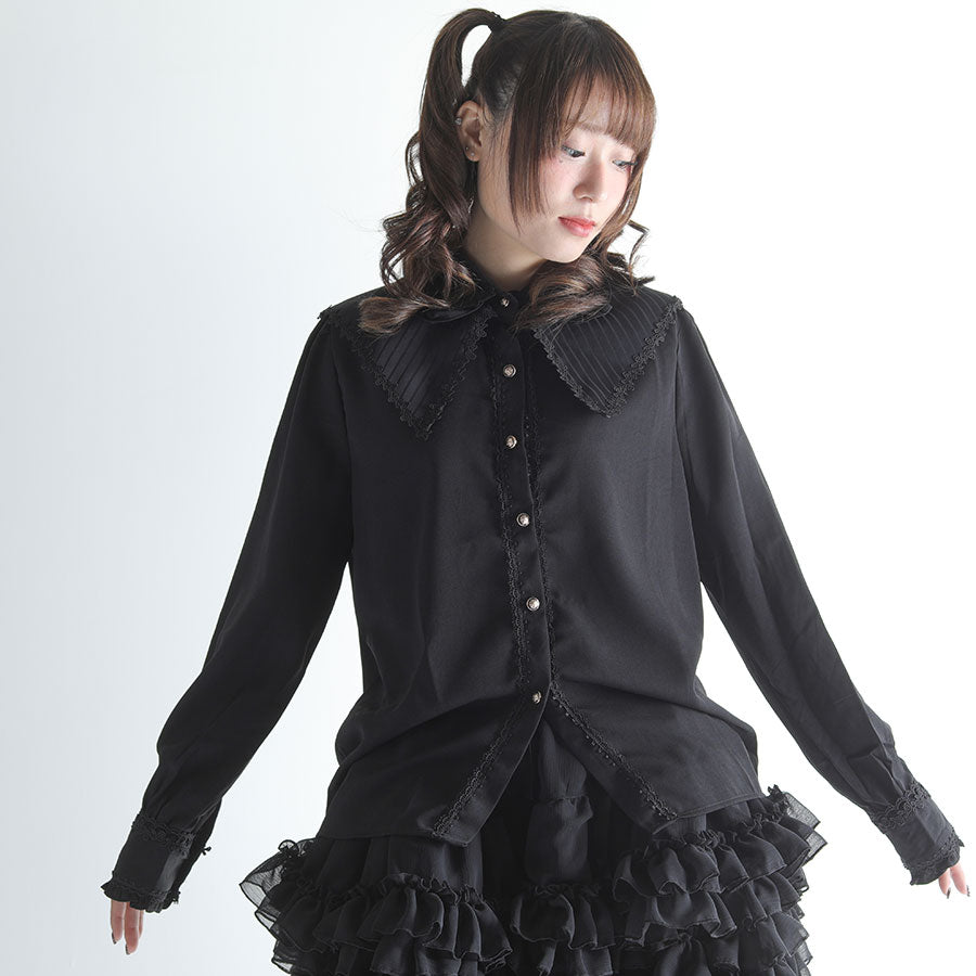 DOUBLE COLLAR BLOUSE (BLACK)