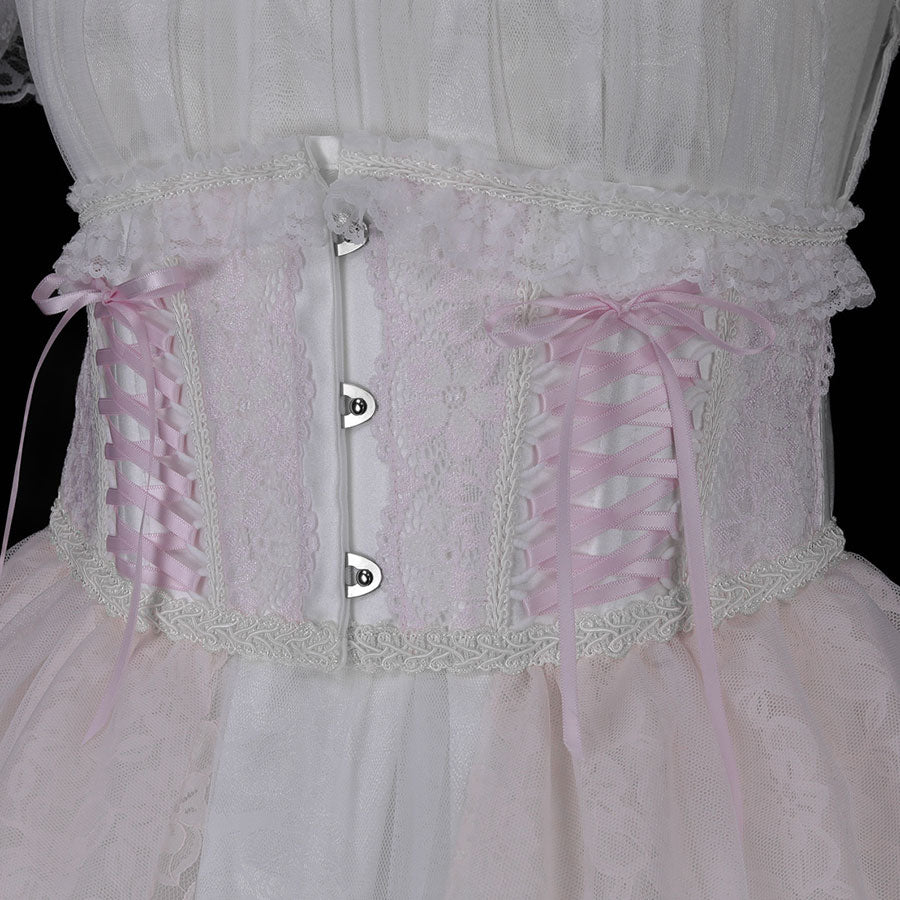 TIERED LACE TAIL VERY SHORT CORSET (PINK)