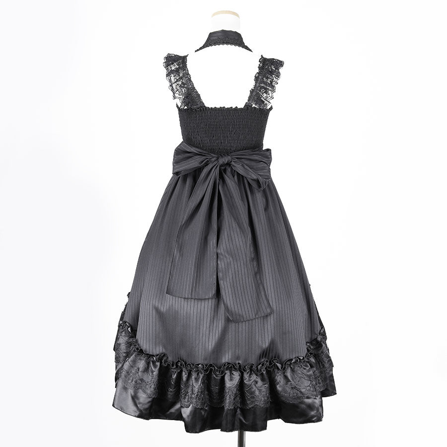 FRILL COLLAR FISH TAIL DRESS(BLACK)