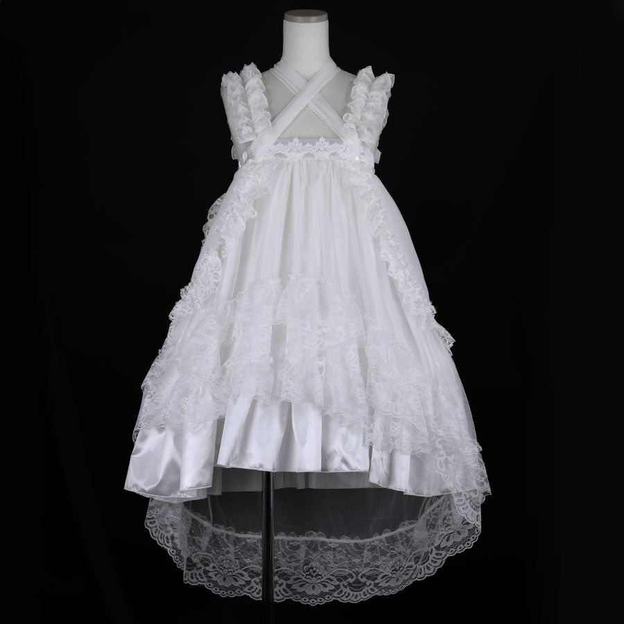 GOTHIC TULLE FISHTAIL DRESS (WHITE x WHITE)