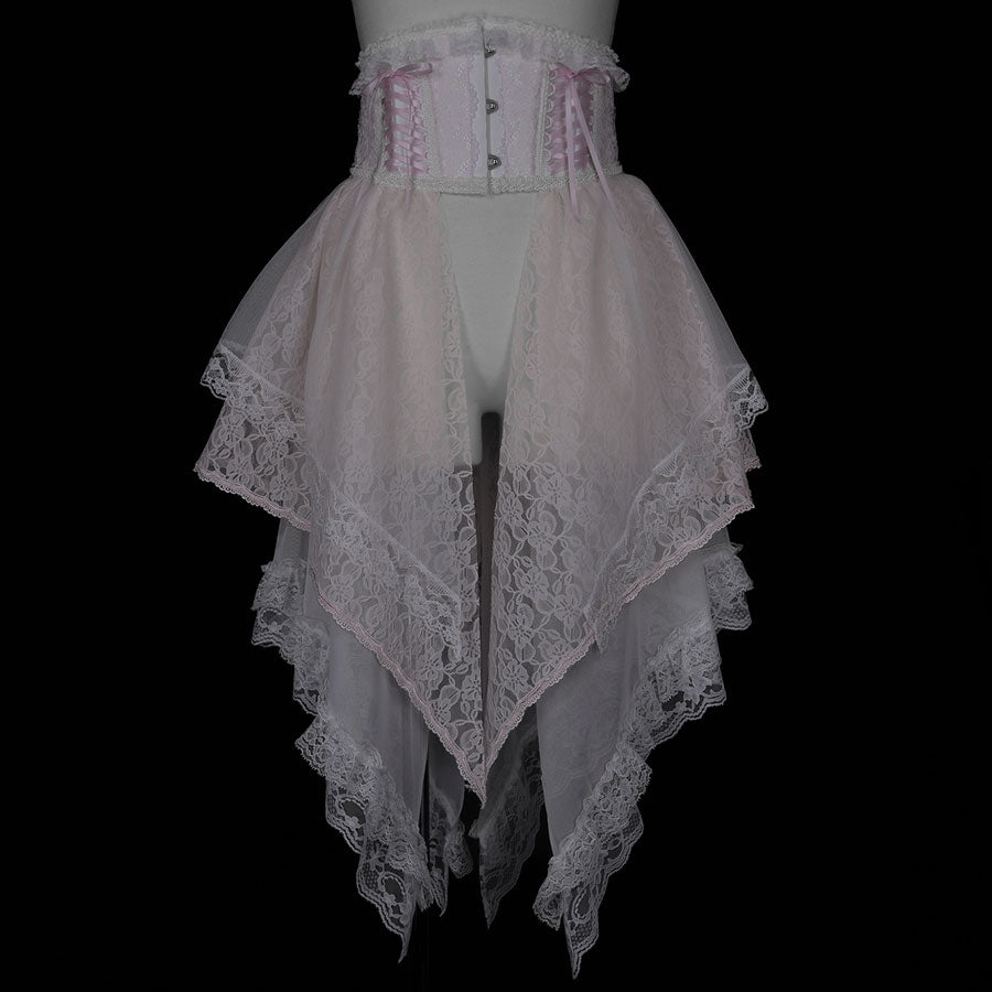 TIERED LACE TAIL VERY SHORT CORSET (PINK)