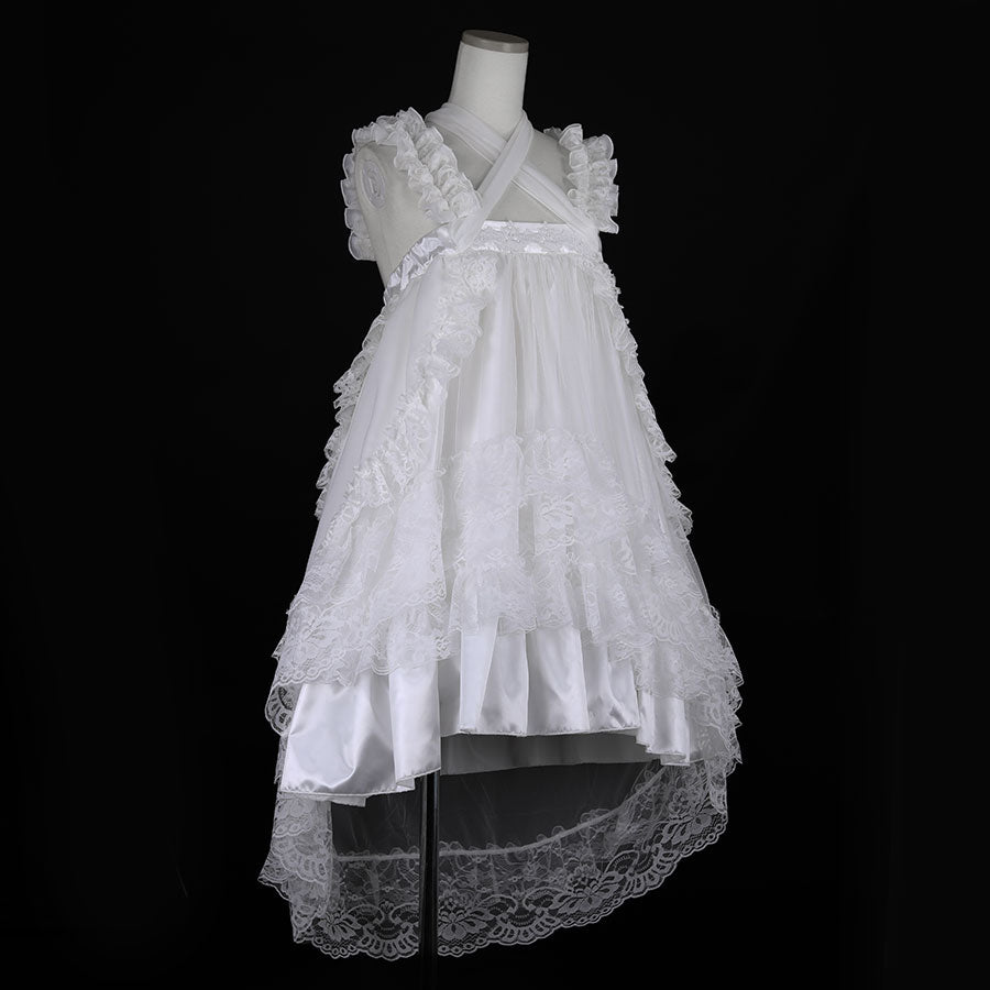 GOTHIC TULLE FISHTAIL DRESS (WHITE x WHITE)