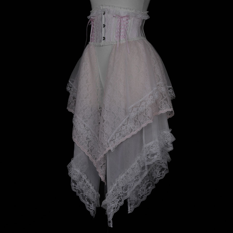 TIERED LACE TAIL VERY SHORT CORSET (PINK)