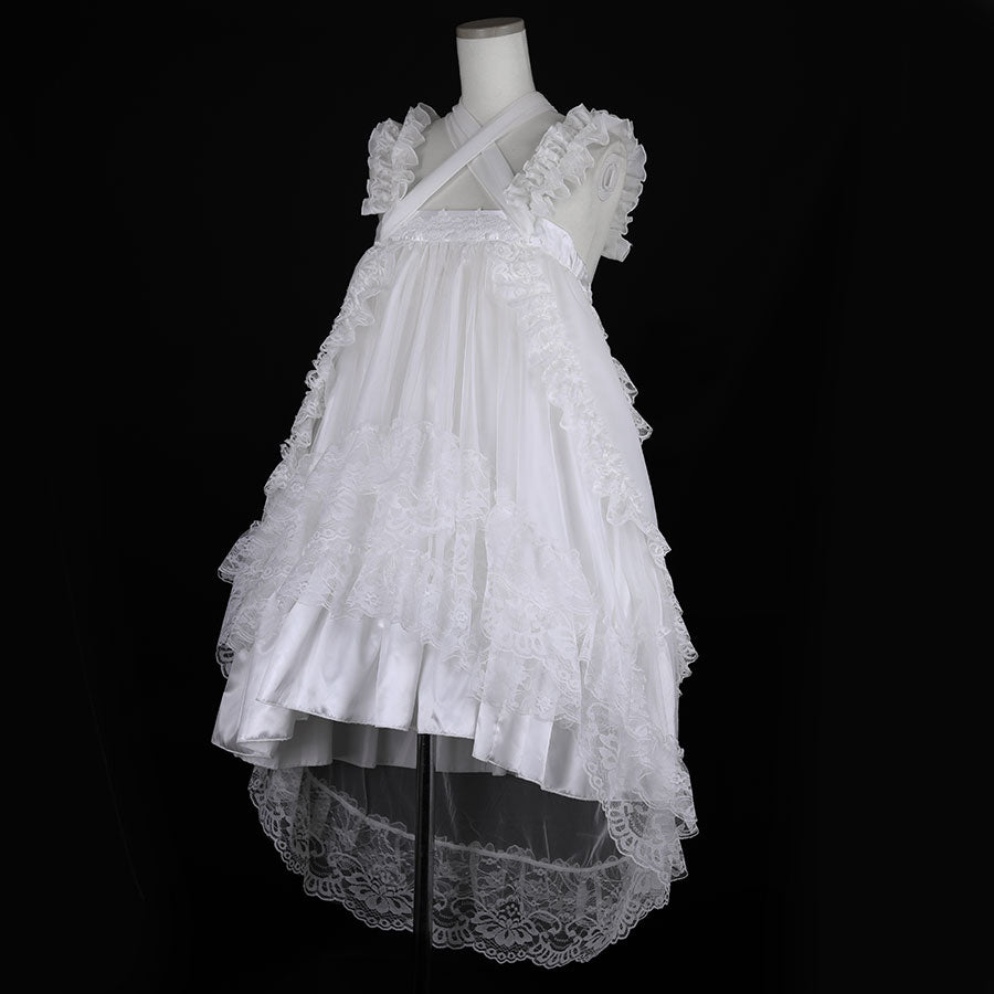 GOTHIC TULLE FISHTAIL DRESS (WHITE x WHITE)