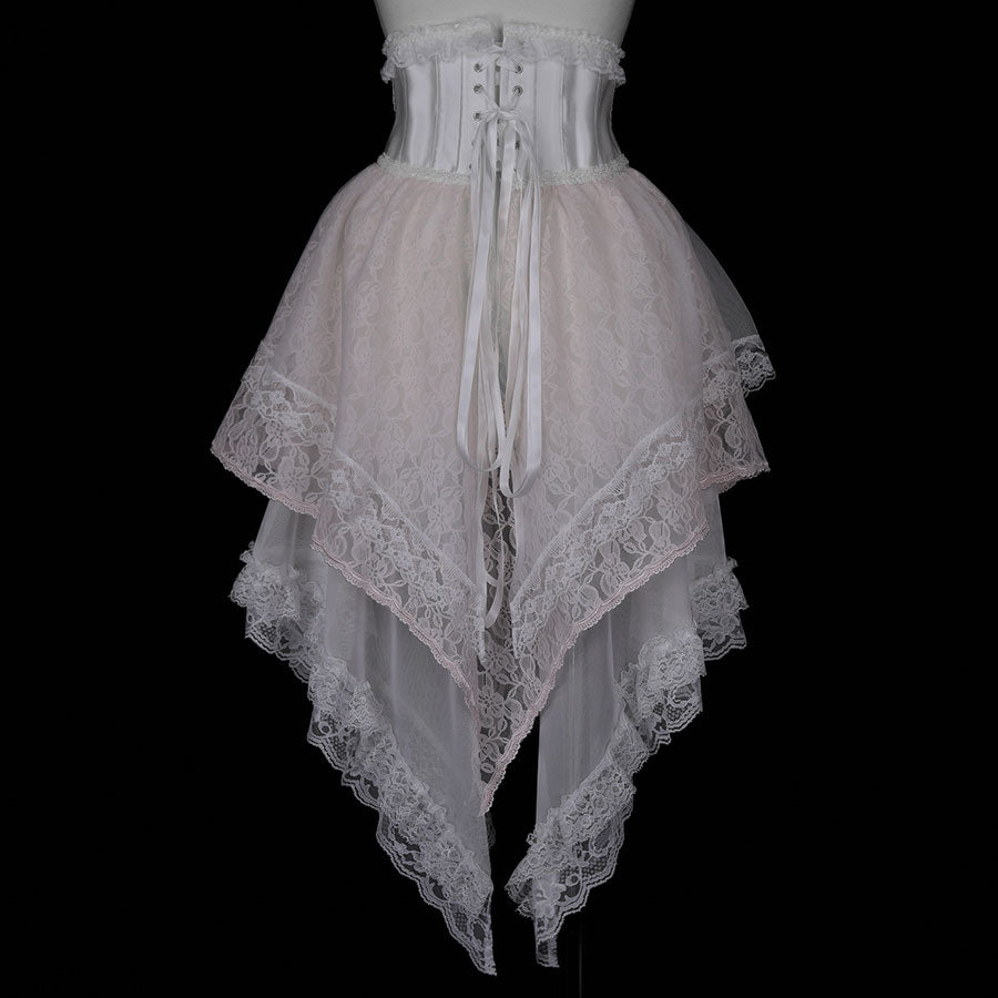 TIERED LACE TAIL VERY SHORT CORSET (PINK)