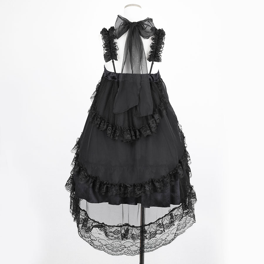 GOTHIC TULLE FISHTAIL DRESS (BLACK x BLACK)