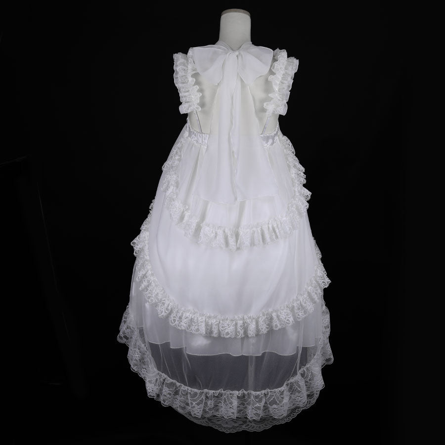 GOTHIC TULLE FISHTAIL DRESS (WHITE x WHITE)