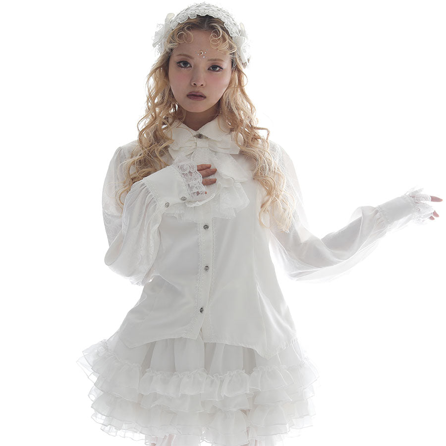 MINI NECK-TIE BLOUSE (WHITE) L