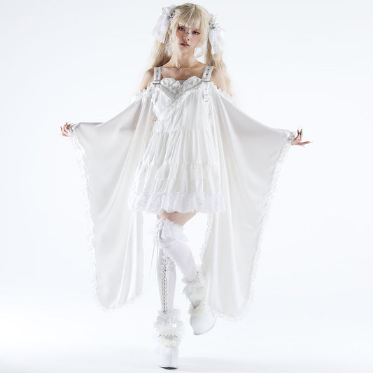 SWEET DEVIL OFF SHOULDER KIMONO OP (WHITE)