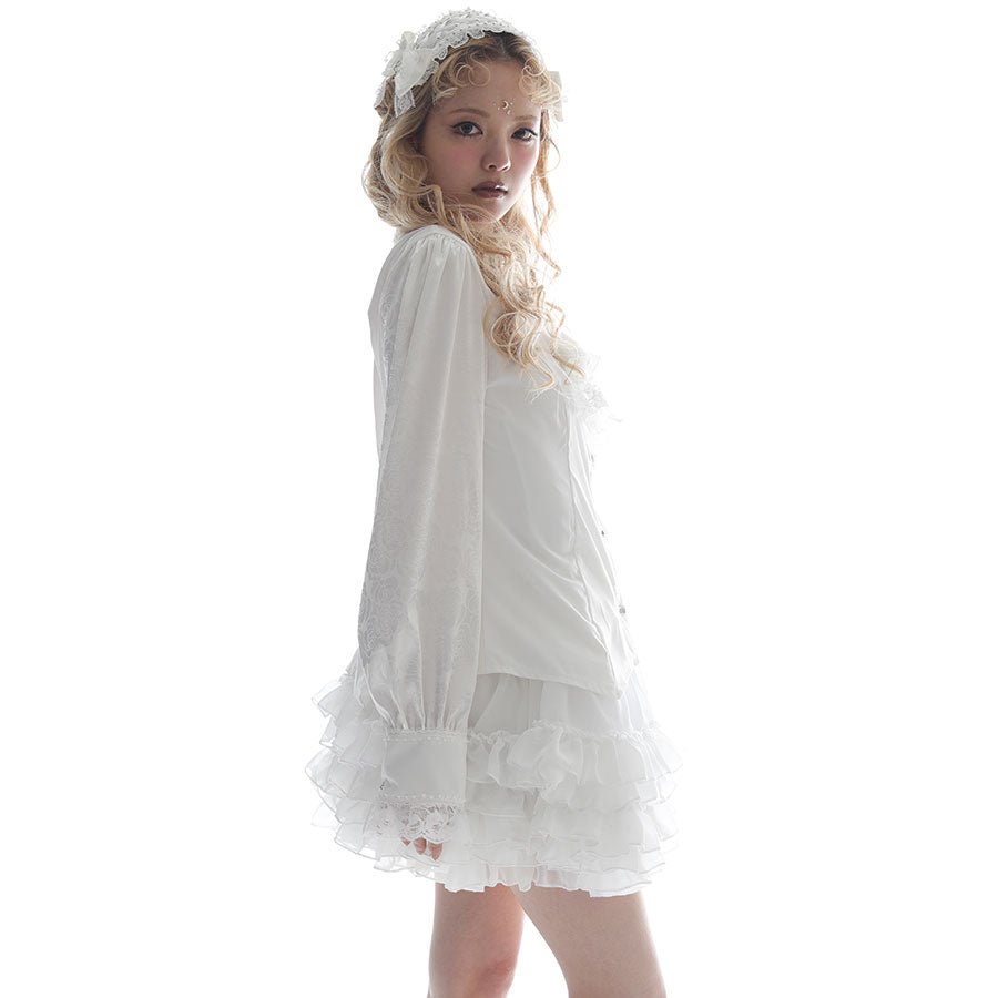 MINI NECK-TIE BLOUSE (WHITE) L