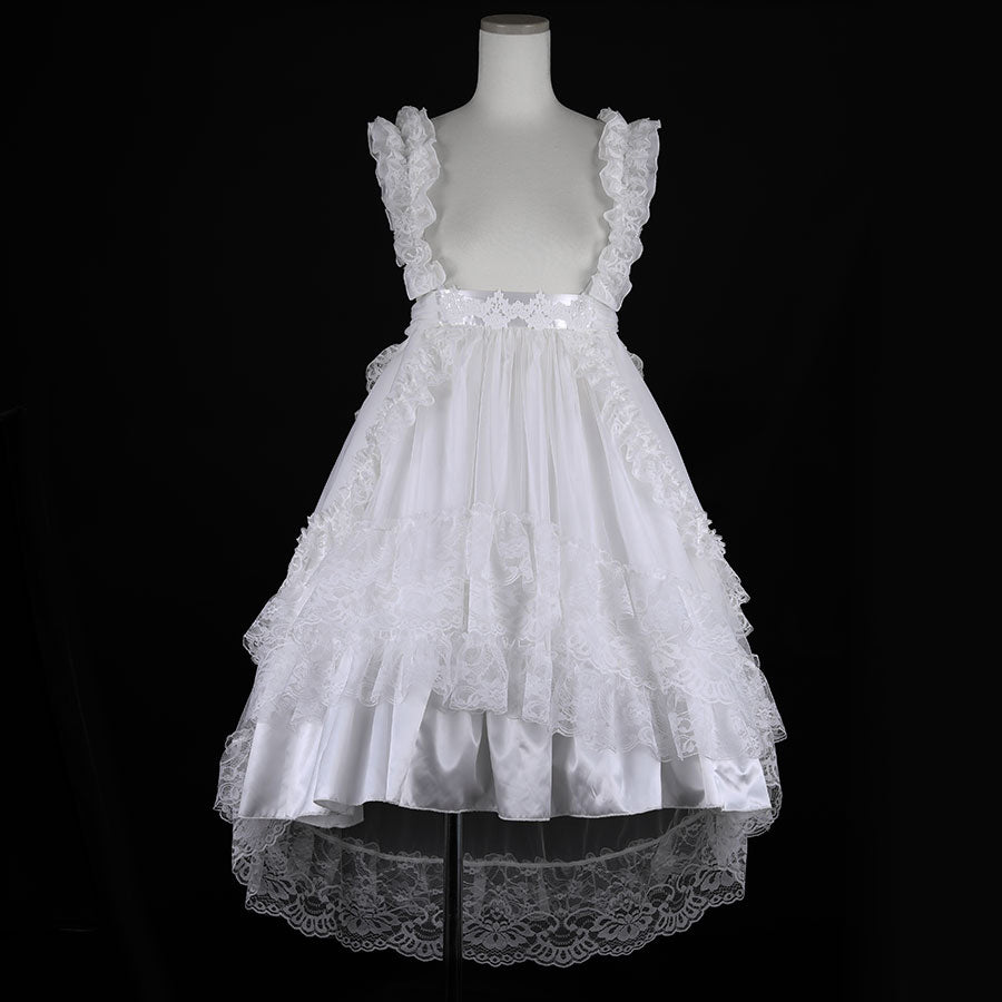 GOTHIC TULLE FISHTAIL DRESS (WHITE x WHITE)