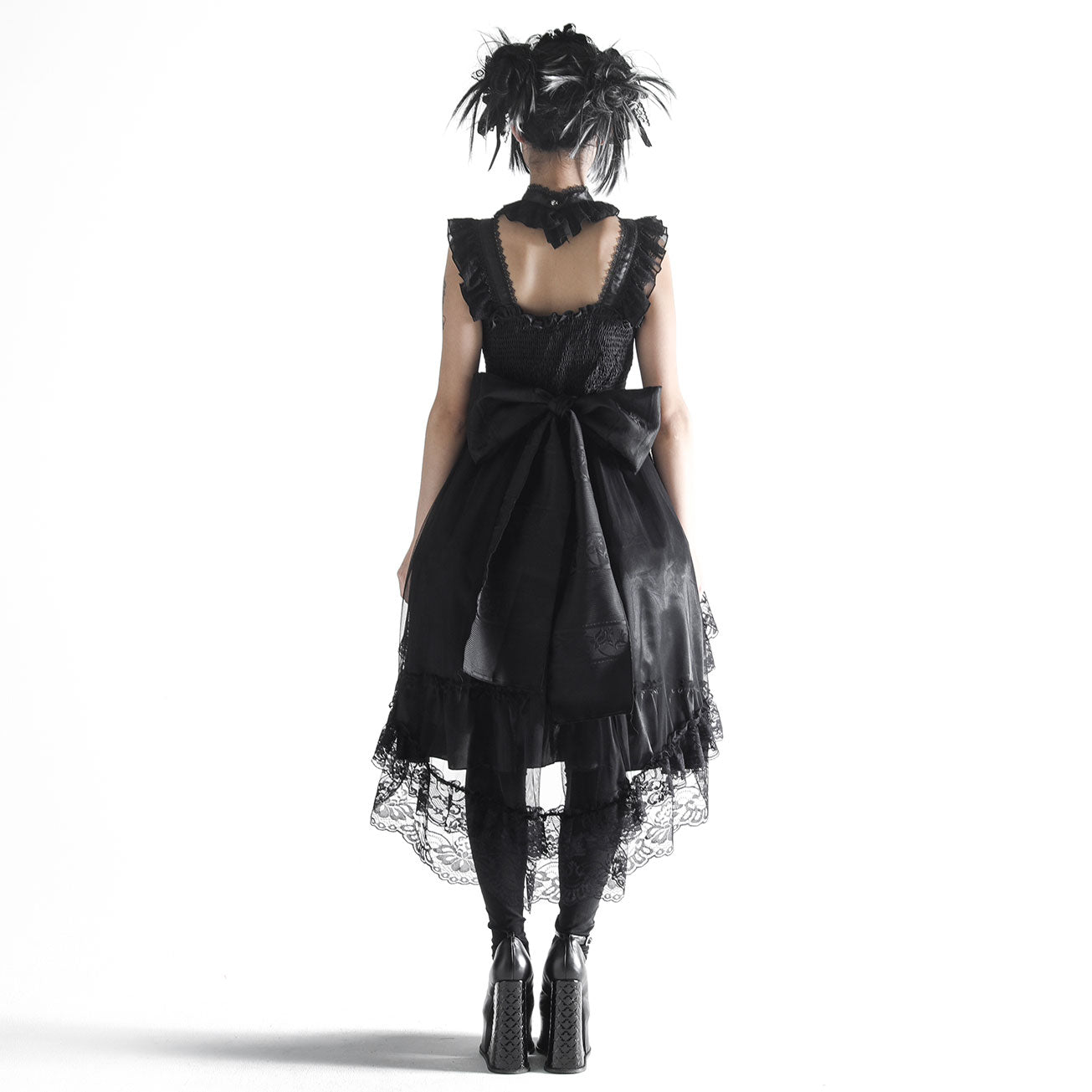 Cross Choker Fish Tail Dress(BLACK x BLACK)