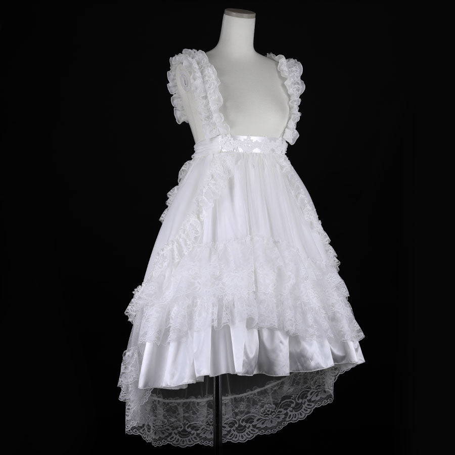 GOTHIC TULLE FISHTAIL DRESS (WHITE x WHITE)