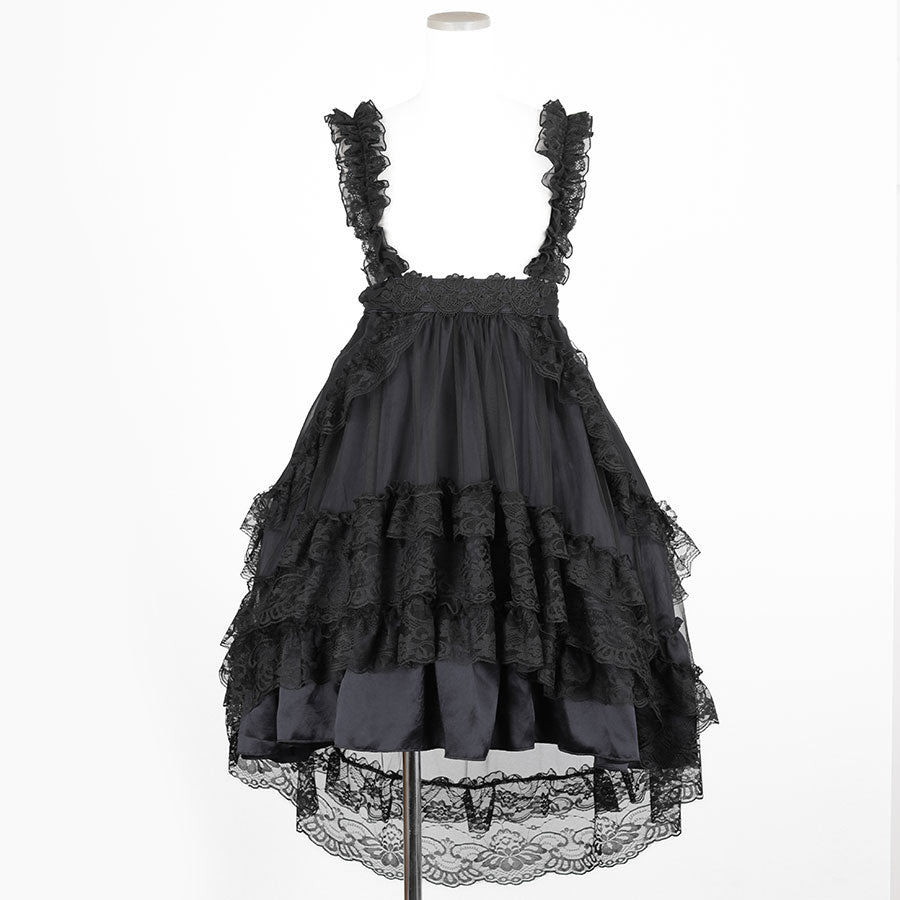 GOTHIC TULLE FISHTAIL DRESS (BLACK x BLACK)