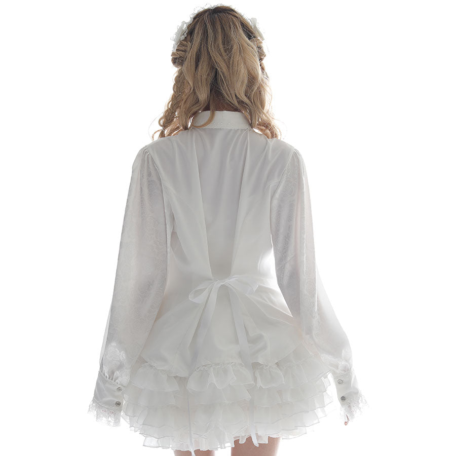 MINI NECK-TIE BLOUSE (WHITE) L