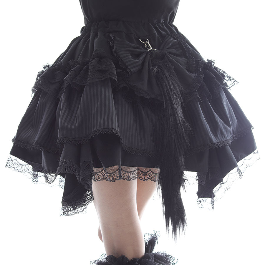 NEQ MINI CAT TAIL SKIRT (BLACK-STRIPE)