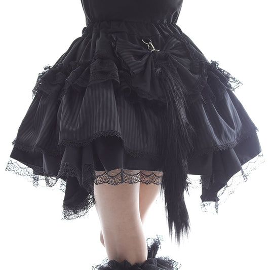NEQ MINI CAT TAIL SKIRT (BLACK-STRIPE)