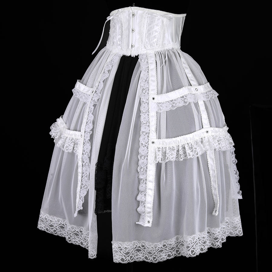 BIRDCAGE LACE TAIL VERY SHORT CORSET (WHITE)