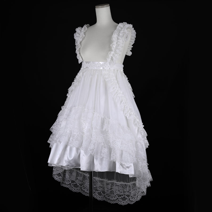 GOTHIC TULLE FISHTAIL DRESS (WHITE x WHITE)