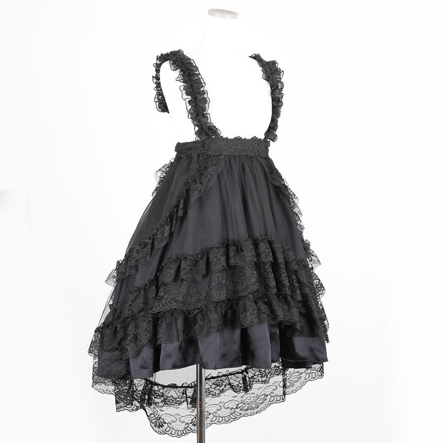 GOTHIC TULLE FISHTAIL DRESS (BLACK x BLACK)