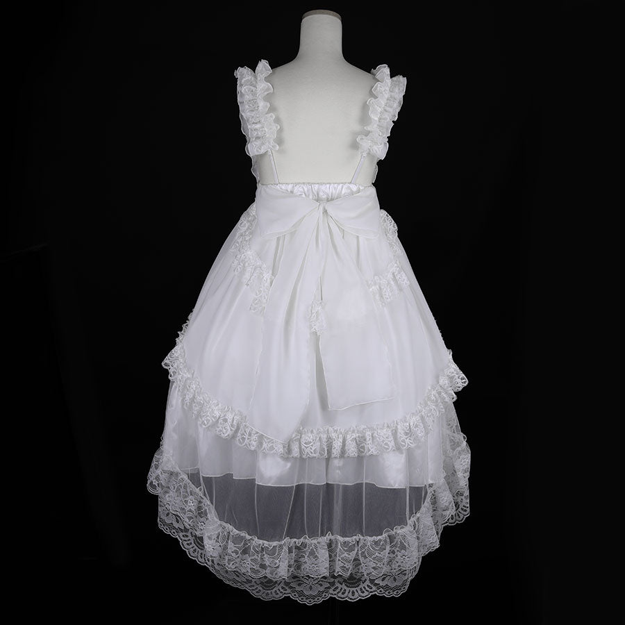 GOTHIC TULLE FISHTAIL DRESS (WHITE x WHITE)