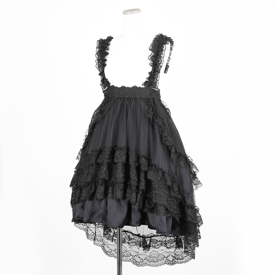 GOTHIC TULLE FISHTAIL DRESS (BLACK x BLACK)