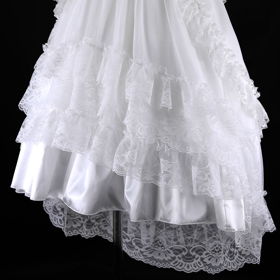 GOTHIC TULLE FISHTAIL DRESS (WHITE x WHITE)