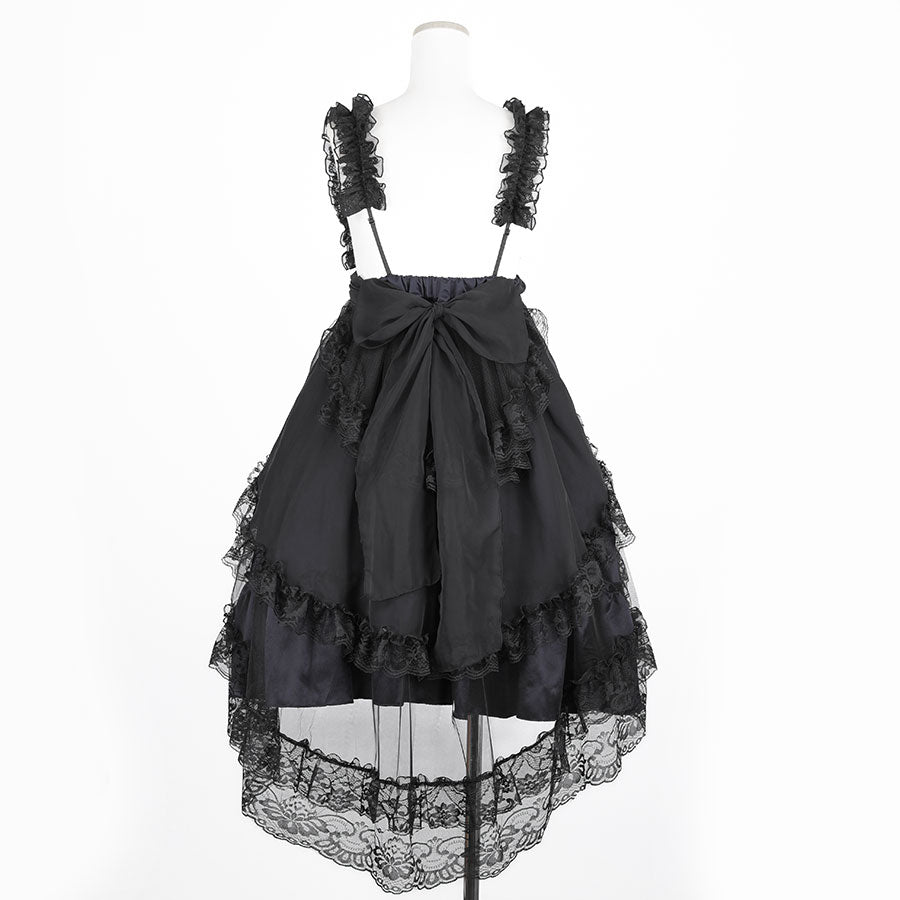 GOTHIC TULLE FISHTAIL DRESS (BLACK x BLACK)