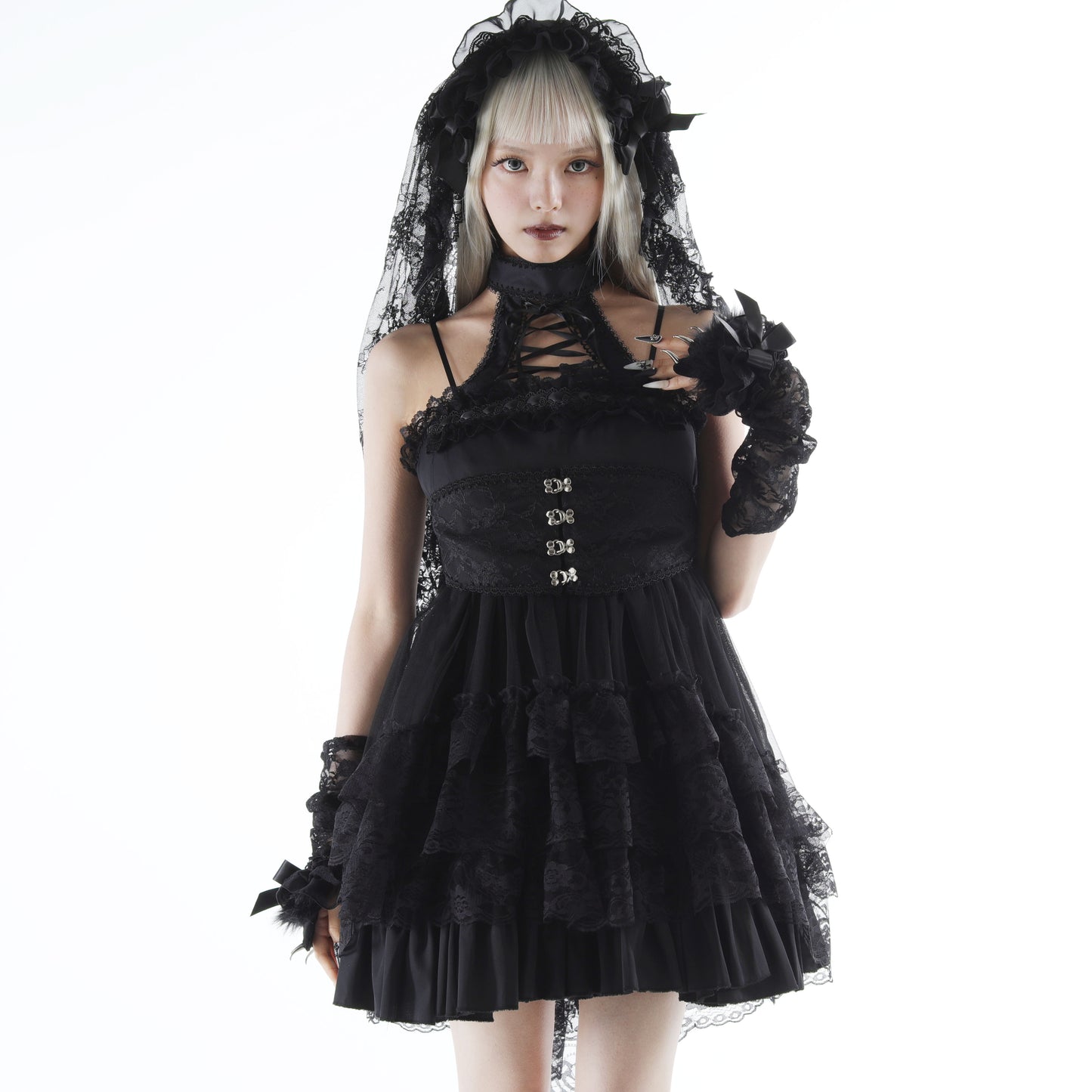 CHOKER BUSTIER FISHTAIL ONE PIECE (BLACK)