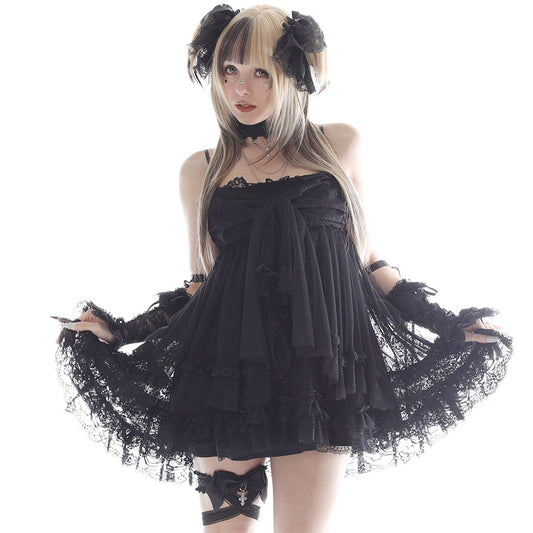 迷你丝带娃娃连体衣（黑色）