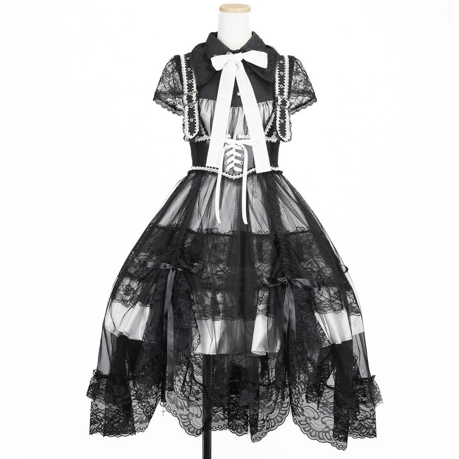 BUSTLE GOTHIC APRON (BLACK x WHITE)