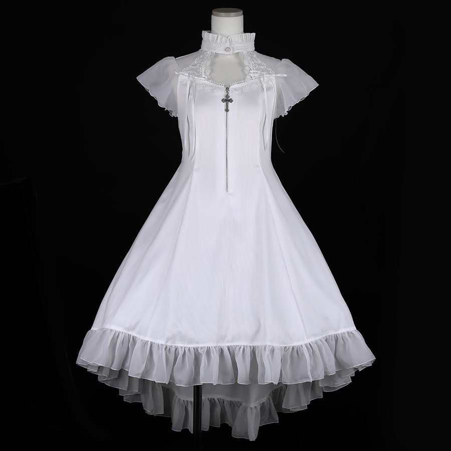 FISH TAIL SIDE LACE-UP DRESS(WHITE)