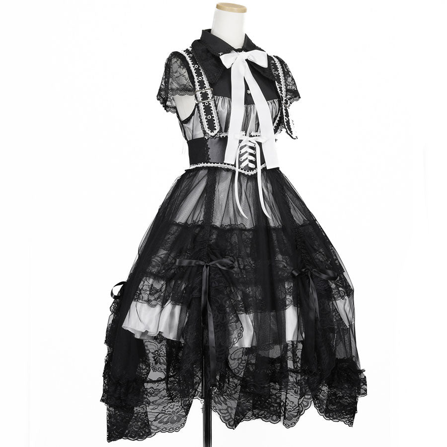 BUSTLE GOTHIC APRON (BLACK x WHITE)