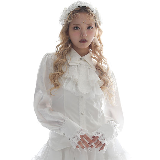 MINI NECK-TIE BLOUSE (WHITE) M