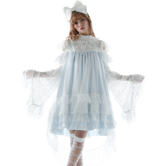 CROCHET LACE ANGEL WING DRESS (BLUE Plain ver.)