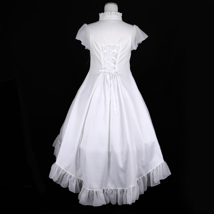 FISH TAIL SIDE LACE-UP DRESS(WHITE)