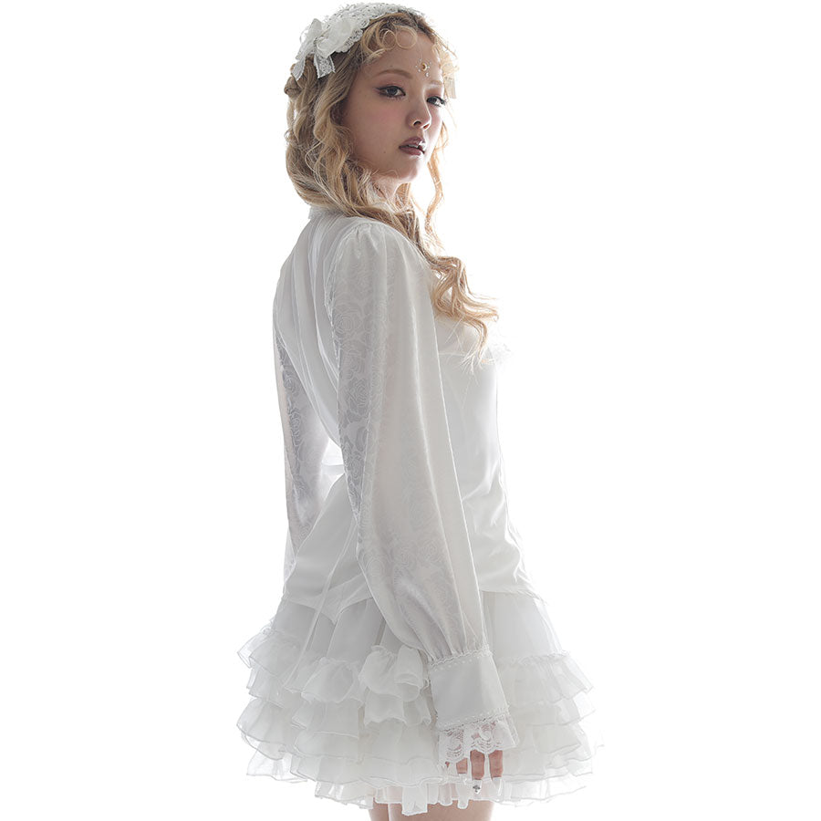 MINI NECK-TIE BLOUSE (WHITE) M