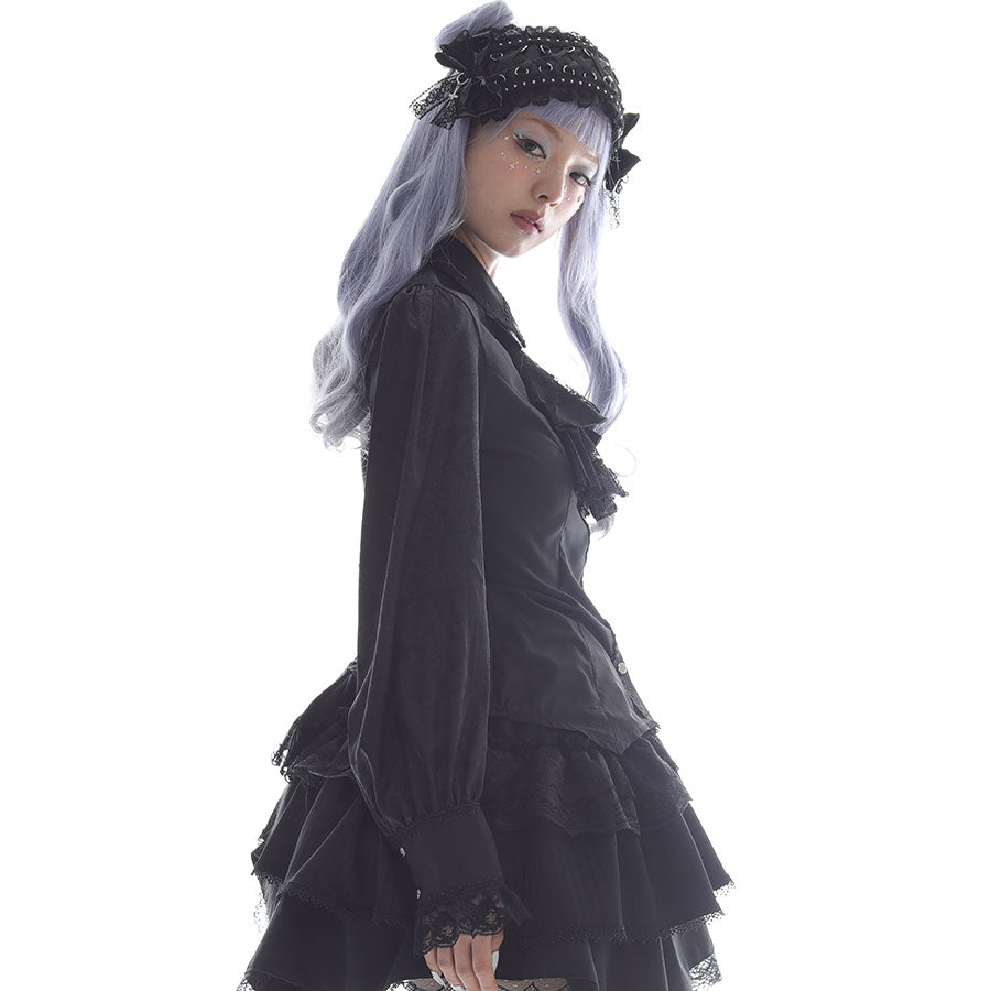 MINI NECK-TIE BLOUSE (BLACK)  M