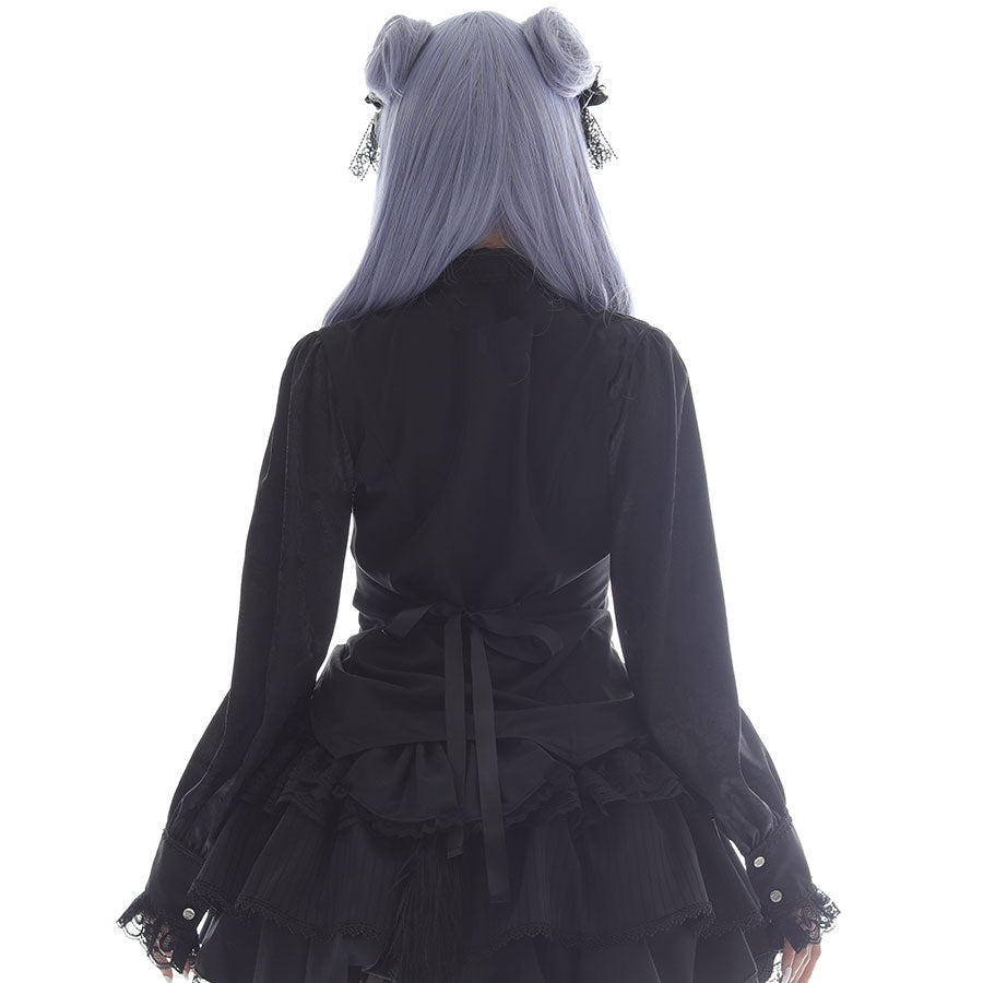 MINI NECK-TIE BLOUSE (BLACK)  M