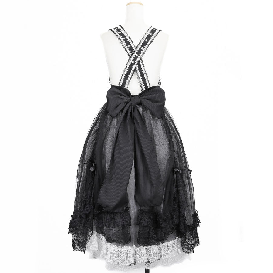 BUSTLE GOTHIC APRON (BLACK x WHITE)