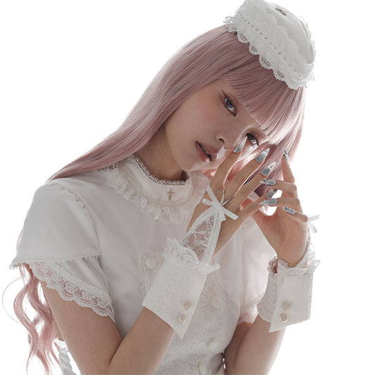 BUTTON LACE UP ARM CUFFS (WHITE)