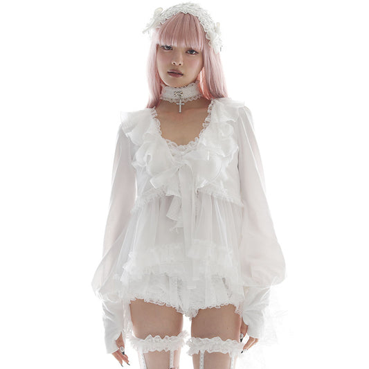 MINI FRILL CARDIGAN (WHITE)